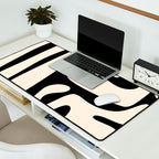 Mid Century Modern Abstract Kwaito Pattern in Black and Cream Desk Mat Gallery Image 2