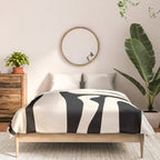 Mid Century Modern Abstract Kwaito Pattern in Black and Cream Comforter Gallery Image 3