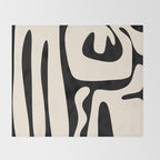 Mid Century Modern Abstract Kwaito Pattern in Black and Cream Throw Blanket Gallery Image 2