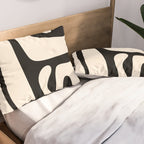 Mid Century Modern Abstract Kwaito Pattern in Black and Cream Pillow Sham Gallery Image 2