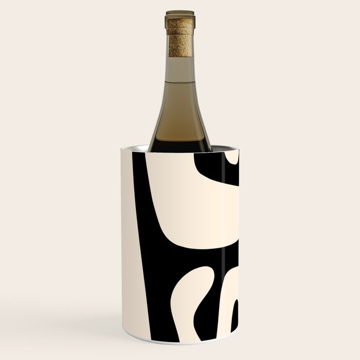 Mid Century Modern Abstract Kwaito Pattern in Black and Cream Wine Chiller Gallery Image 1