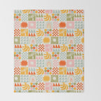 Colorful tropical summer mosaic tile art Throw Blanket Gallery Image 2
