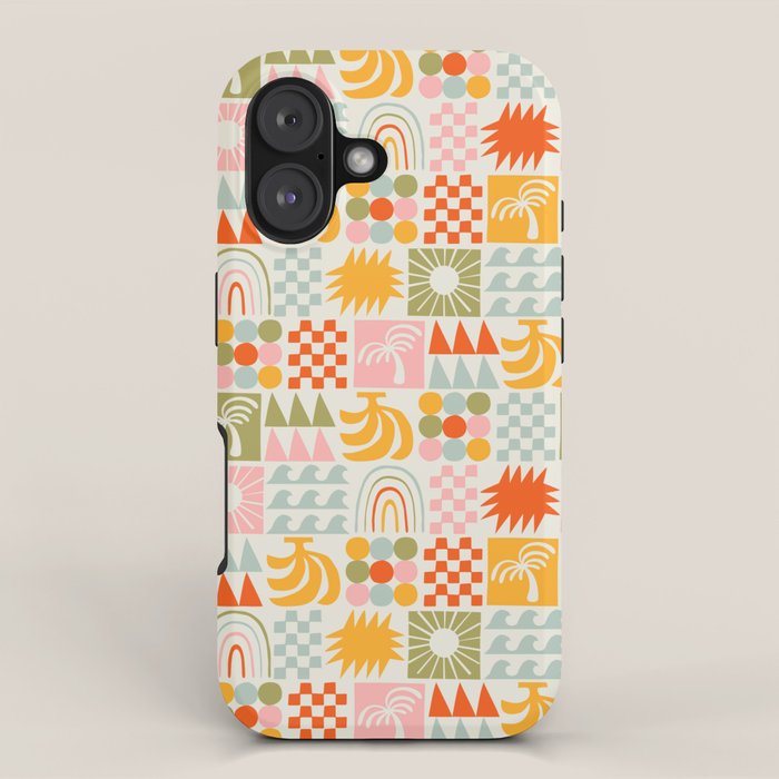 Colorful tropical summer mosaic tile art iPhone Case Gallery Image 1