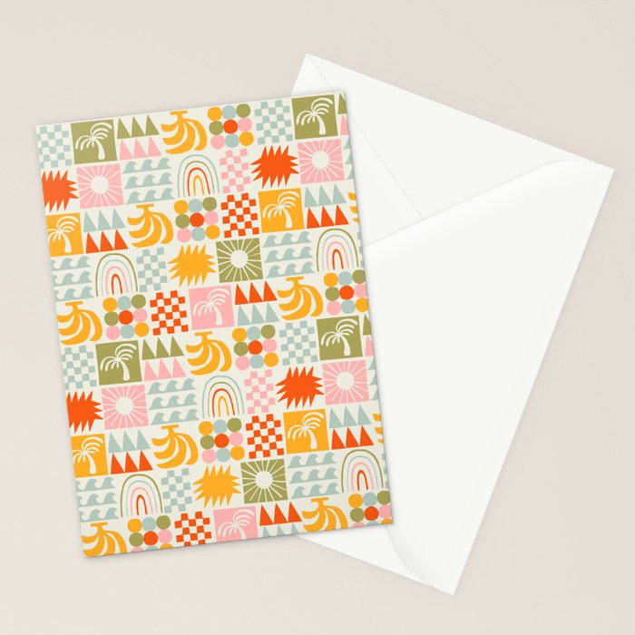 Colorful tropical summer mosaic tile art Stationery Card Gallery Image 2