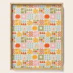 Colorful tropical summer mosaic tile art Serving Tray Gallery Image 1
