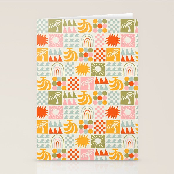 Colorful tropical summer mosaic tile art Stationery Card Gallery Image 1