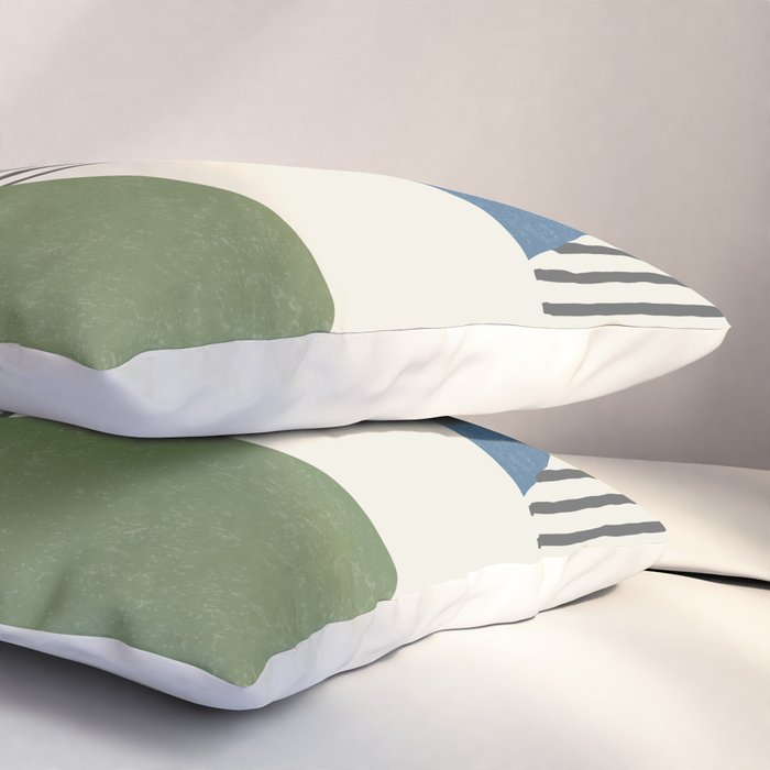 Quarter Circle Lines - Blue Green Pillow Sham Gallery Image 3