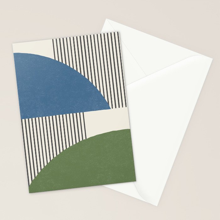 Quarter Circle Lines - Blue Green Stationery Card Gallery Image 2