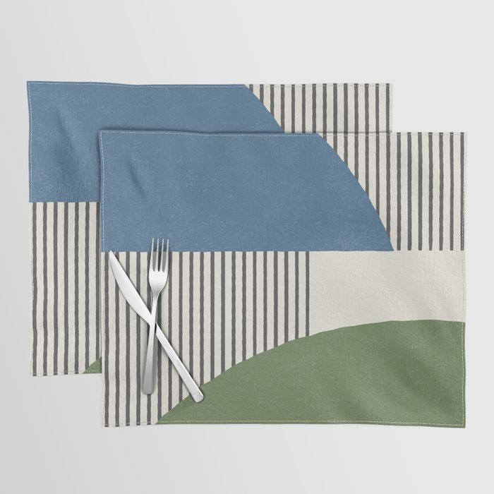 Quarter Circle Lines - Blue Green Placemat Gallery Image 1