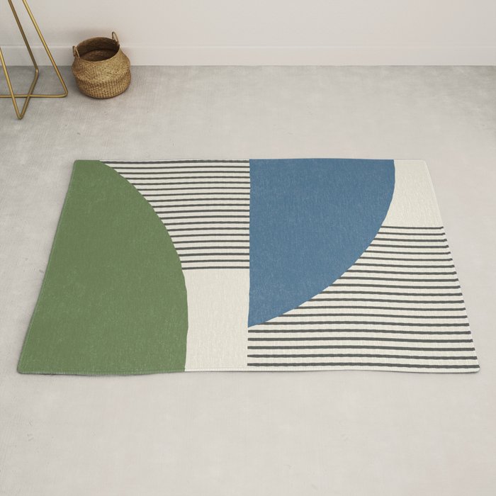 Quarter Circle Lines - Blue Green Rug Gallery Image 2
