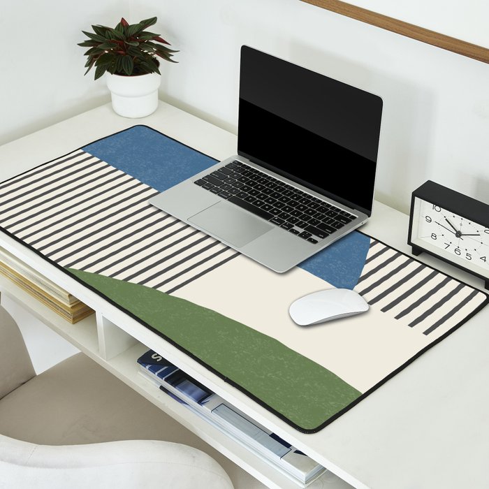 Quarter Circle Lines - Blue Green Desk Mat Gallery Image 2