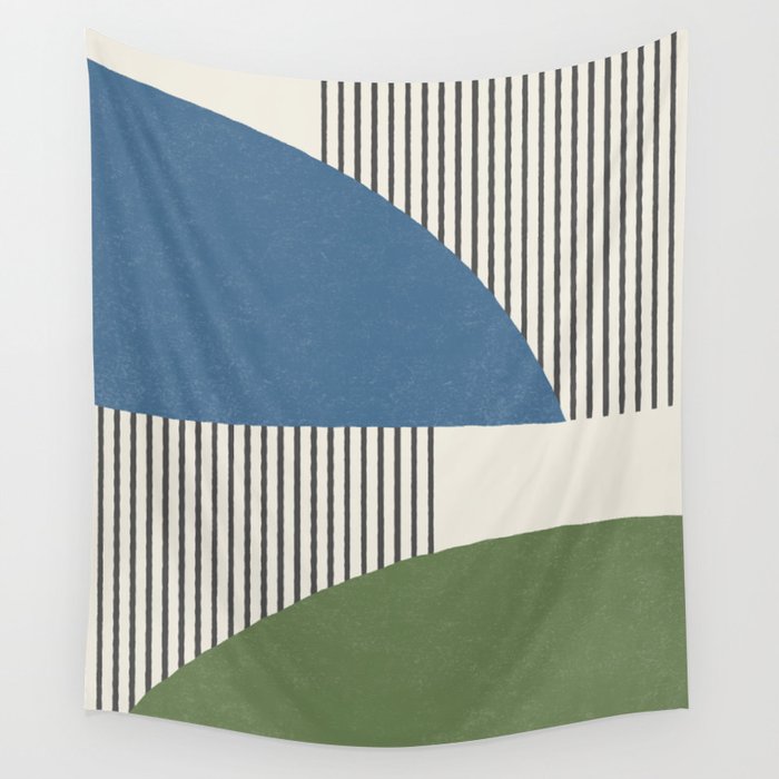 Quarter Circle Lines - Blue Green Wall Tapestry Gallery Image 4