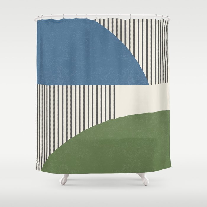 Quarter Circle Lines - Blue Green Shower Curtain Gallery Image 1