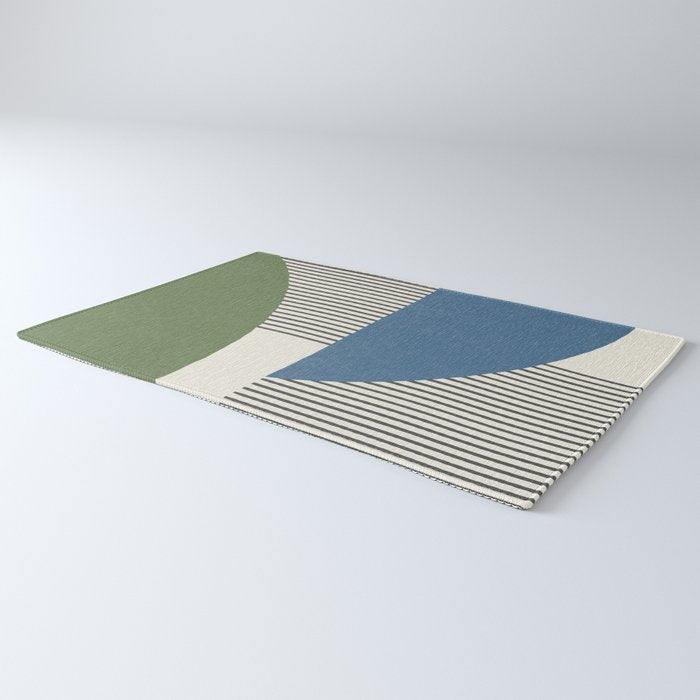 Quarter Circle Lines - Blue Green Rug Gallery Image 3