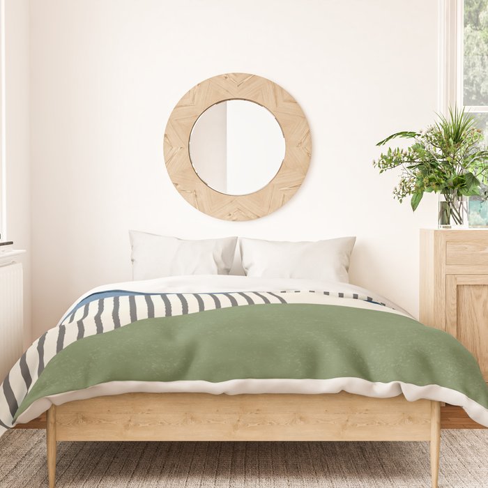 Quarter Circle Lines - Blue Green Duvet Cover Gallery Image 3