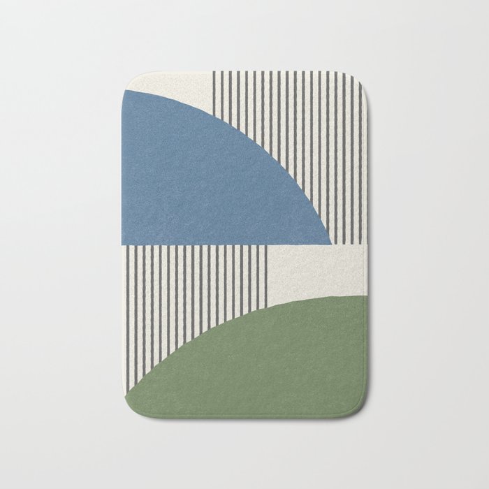 Quarter Circle Lines - Blue Green Bath Mat Gallery Image 1