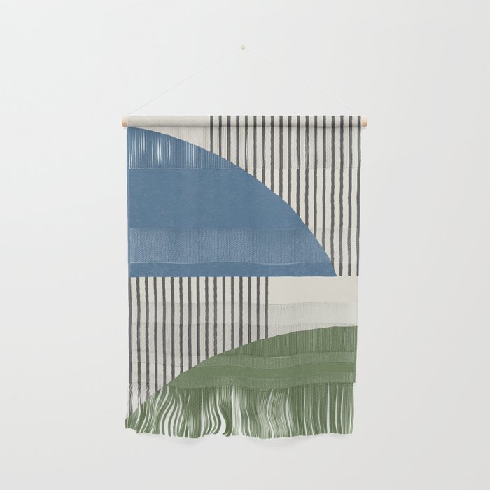 Quarter Circle Lines - Blue Green Wall Hanging Gallery Image 1