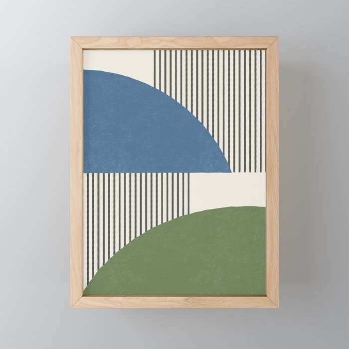 Quarter Circle Lines - Blue Green Mini Art Print Gallery Image 1