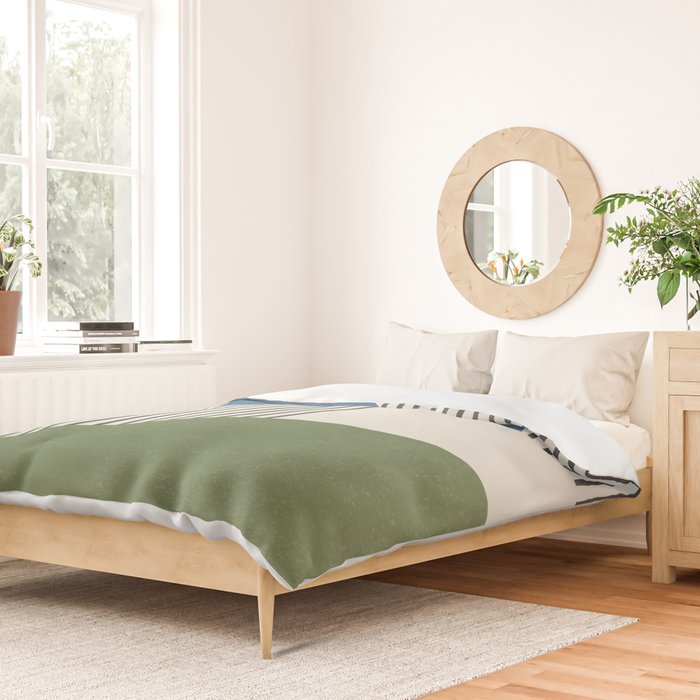 Quarter Circle Lines - Blue Green Duvet Cover Gallery Image 2