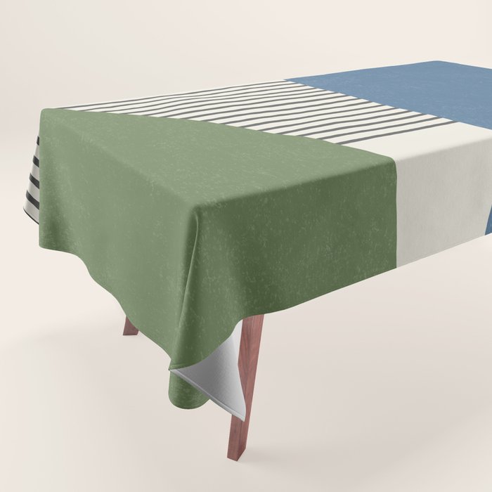 Quarter Circle Lines - Blue Green Tablecloth Gallery Image 1