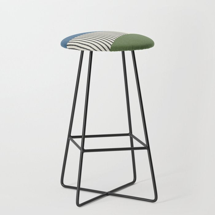 Quarter Circle Lines - Blue Green Stool Gallery Image 1