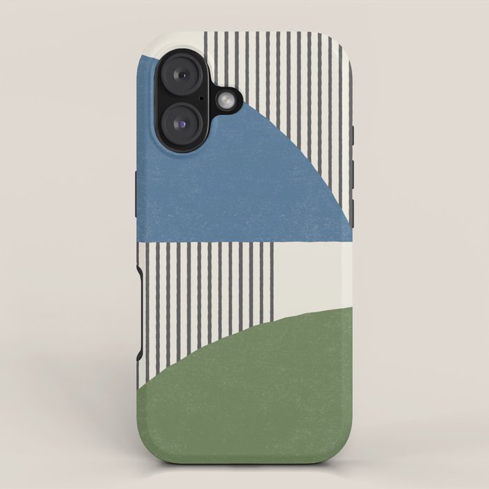 Quarter Circle Lines - Blue Green iPhone Case Gallery Image 1
