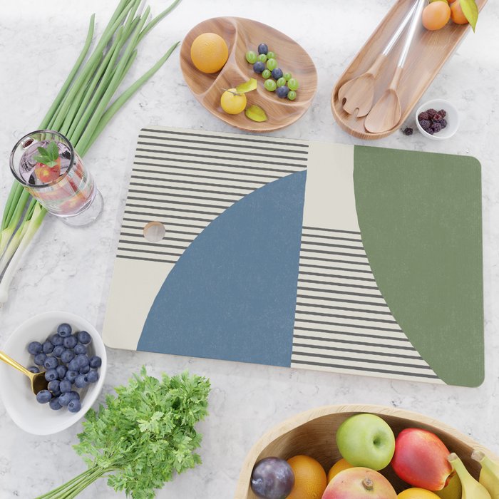 Quarter Circle Lines - Blue Green Cutting Board Gallery Image 2
