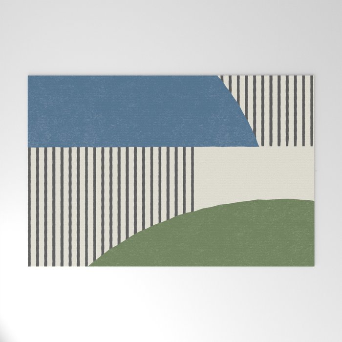 Quarter Circle Lines - Blue Green Welcome Mat Gallery Image 1