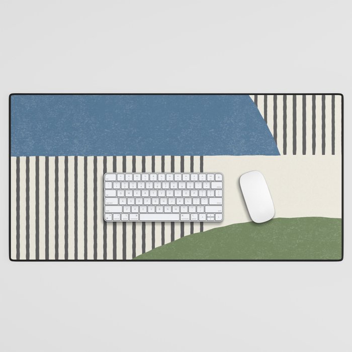 Quarter Circle Lines - Blue Green Desk Mat Gallery Image 1