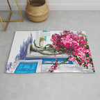 Better days are on their way | Greece Santorini Island Travel | Summer Architecture Positivity Rug Gallery Image 1