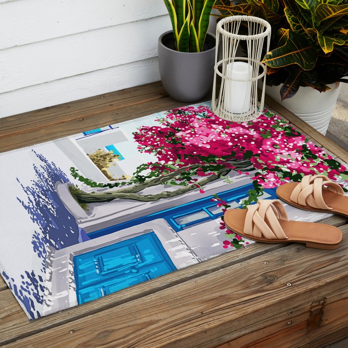 Better days are on their way | Greece Santorini Island Travel | Summer Architecture Positivity Outdoor Rug Gallery Image 2