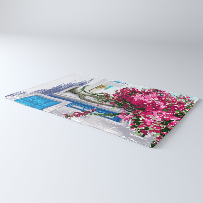 Better days are on their way | Greece Santorini Island Travel | Summer Architecture Positivity Rug Gallery Image 3