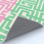 Geometric Maze Pattern in Pink and Green Rug Gallery Image 4