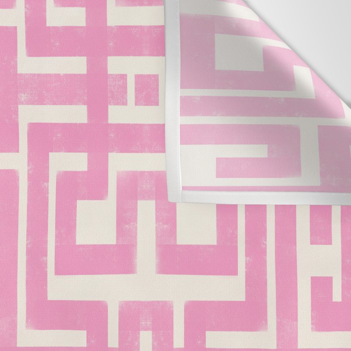 Geometric Maze Pattern in Pink and Green Wall Tapestry Gallery Image 3