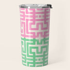 Geometric Maze Pattern in Pink and Green Travel Mug Gallery Image 2