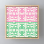 Geometric Maze Pattern in Pink and Green Mini Art Print Gallery Image 1