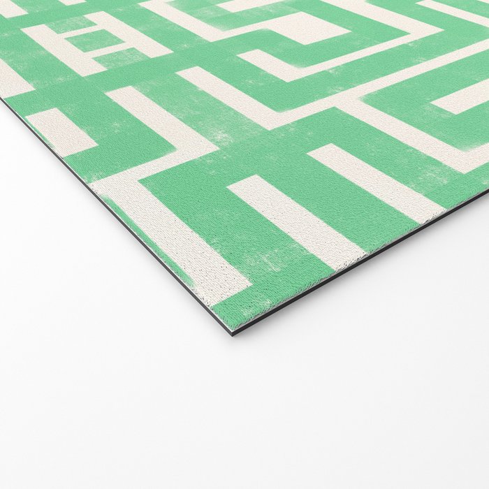Geometric Maze Pattern in Pink and Green Welcome Mat Gallery Image 2