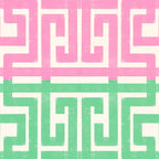 Geometric Maze Pattern in Pink and Green Coffee Mug Gallery Image 2