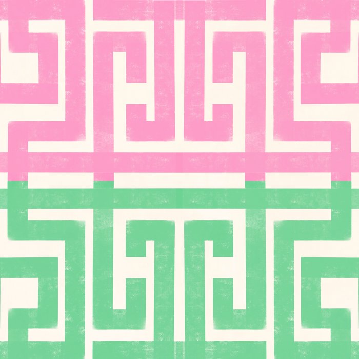 Geometric Maze Pattern in Pink and Green Coffee Mug Gallery Image 2