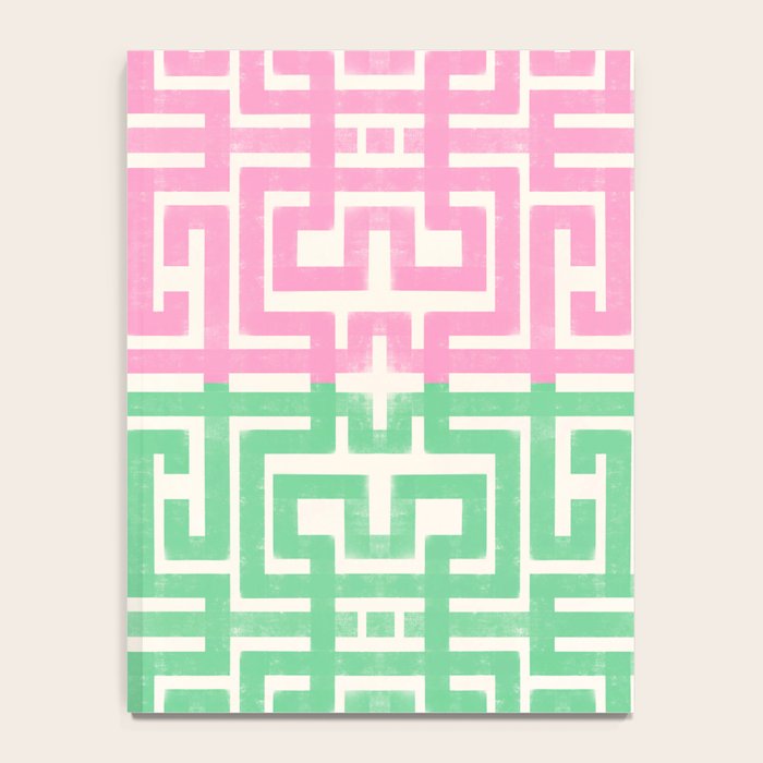 Geometric Maze Pattern in Pink and Green Notebook Gallery Image 4