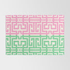 Geometric Maze Pattern in Pink and Green Rug Gallery Image 2