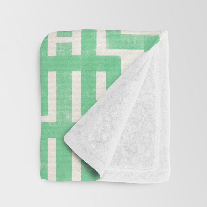 Geometric Maze Pattern in Pink and Green Throw Blanket Gallery Image 3