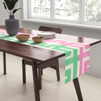 Geometric Maze Pattern in Pink and Green Table Runner Gallery Image 2