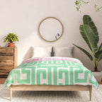 Geometric Maze Pattern in Pink and Green Comforter Gallery Image 3