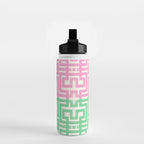 Geometric Maze Pattern in Pink and Green Water Bottle Gallery Image 2
