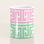 Geometric Maze Pattern in Pink and Green Coffee Mug Gallery Image 4