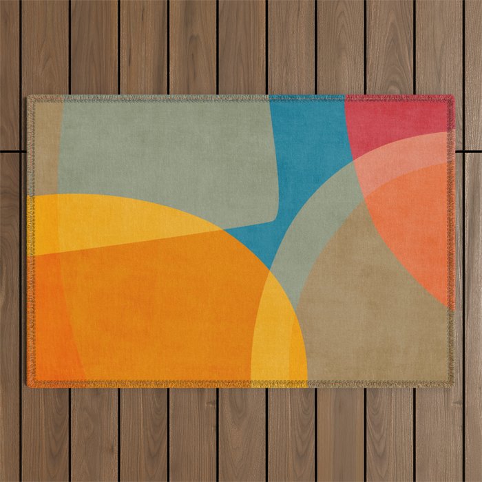 Colorful Modern Abstract Art IV Outdoor Rug Gallery Image 1
