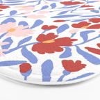 Blue and Orange vibrant bold flowers Bath Mat Gallery Image 3