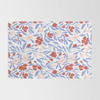 Blue and Orange vibrant bold flowers Rug Gallery Image 2