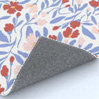 Blue and Orange vibrant bold flowers Rug Gallery Image 4